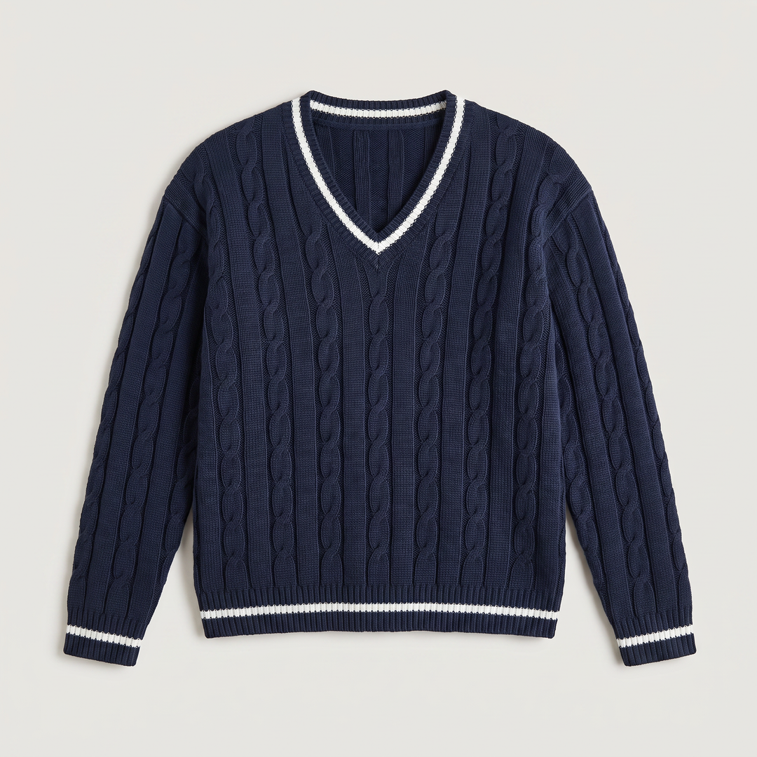 Women's Classic V-Neck Cable Knit Jumper