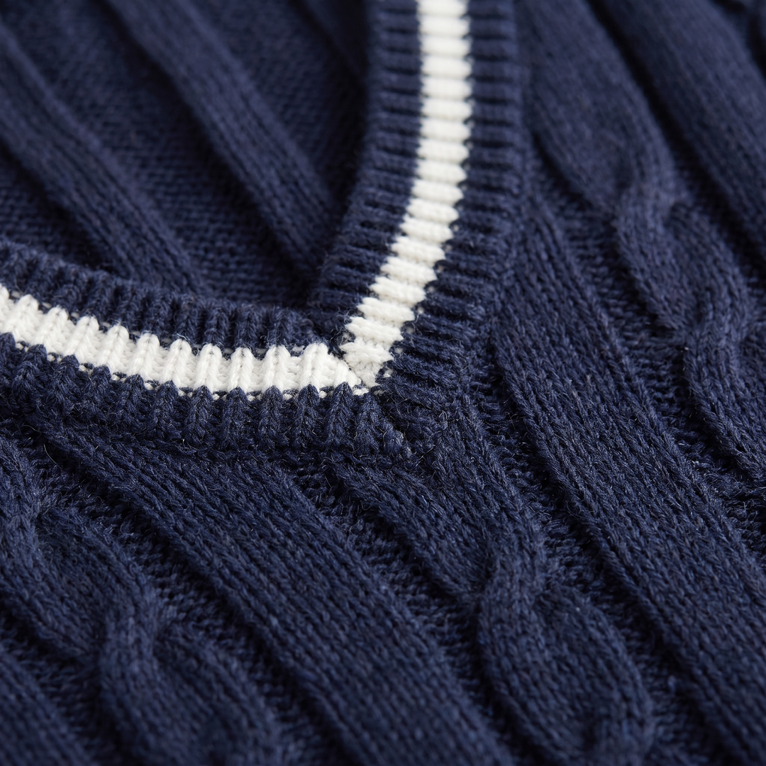Women's Classic V-Neck Cable Knit Jumper