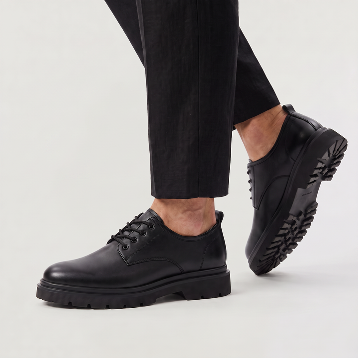 Men's Classic Leather Chunky Lug Sole Derby Shoes