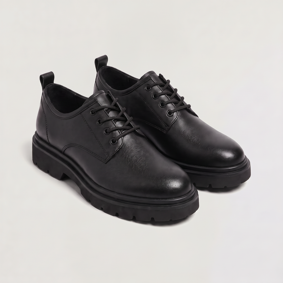 Men's Classic Leather Chunky Lug Sole Derby Shoes