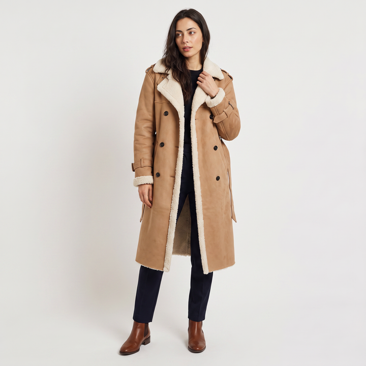 Women's Classic Longline Borg-Lined Aviator Coat