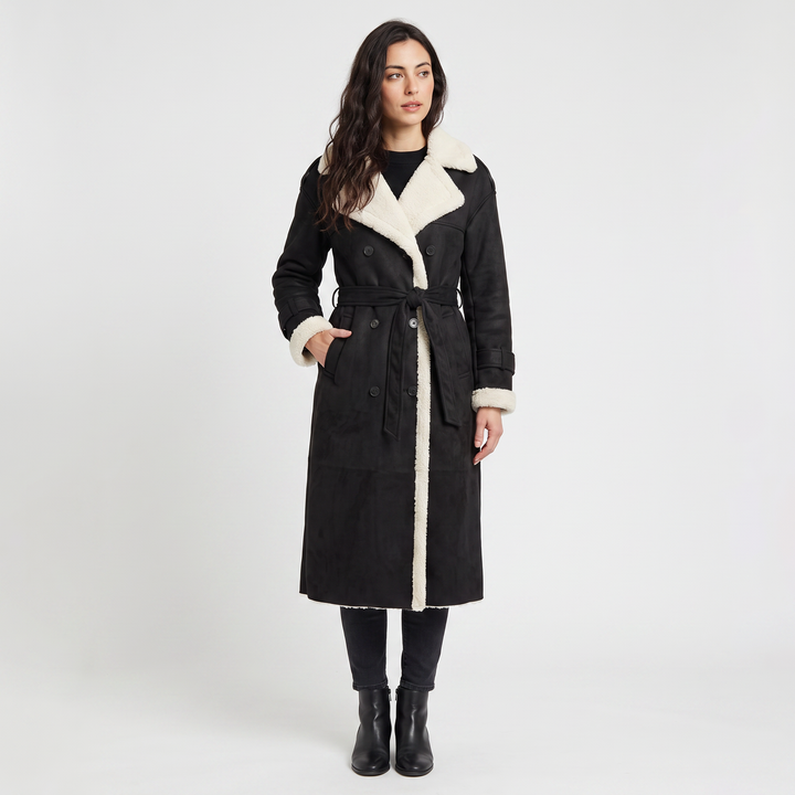 Women's Classic Longline Borg-Lined Aviator Coat