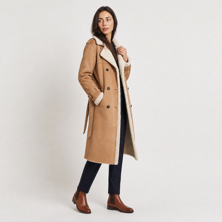 Women's Classic Longline Borg-Lined Aviator Coat