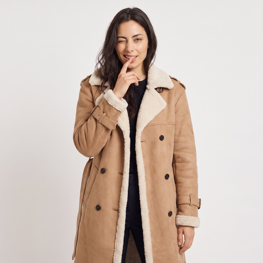 Women's Classic Longline Borg-Lined Aviator Coat
