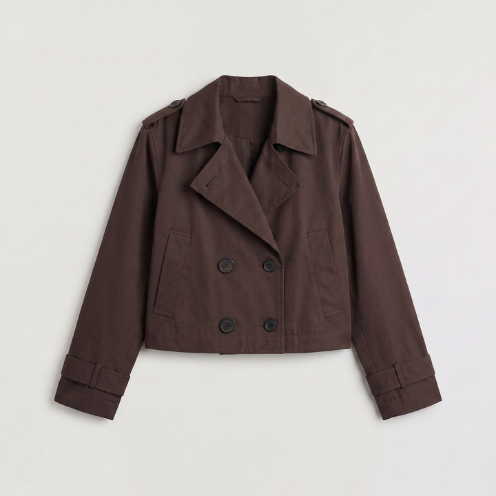 Women's Classic Cropped Double-Breasted Trench Coat