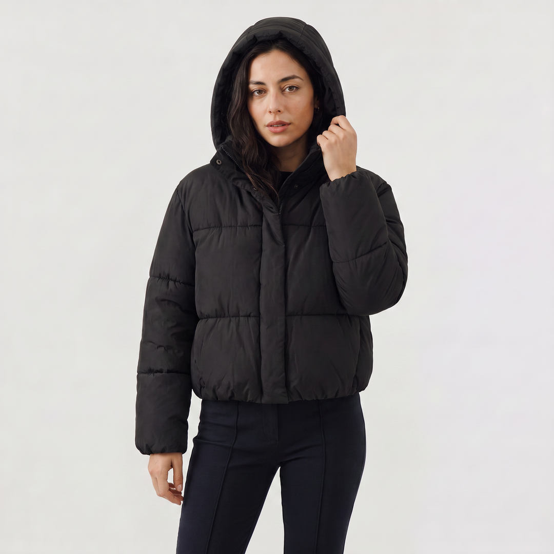 Women's Casual Cropped Hooded Puffer Jacket