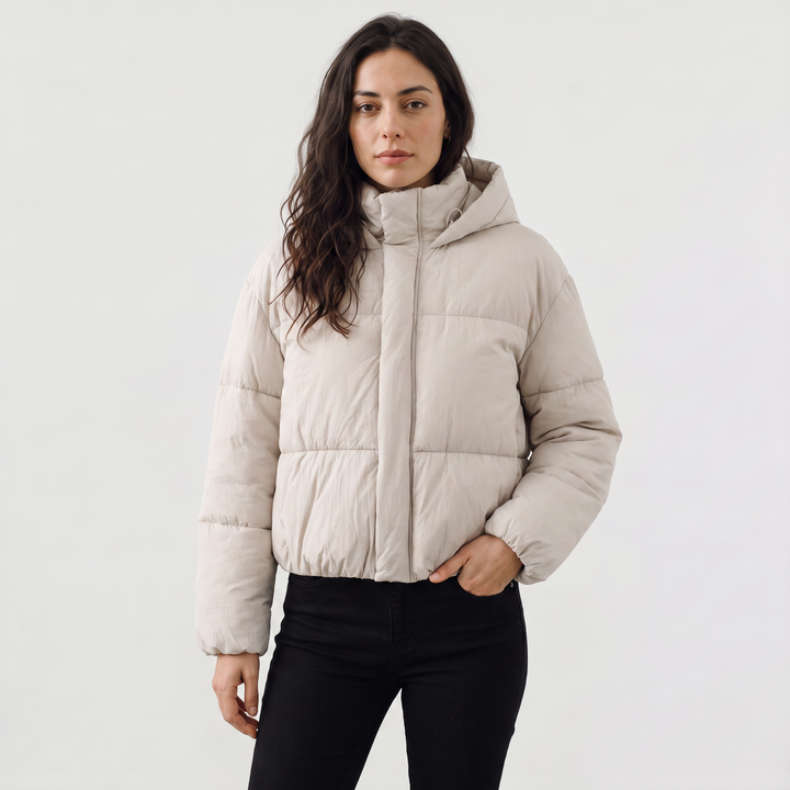Women's Casual Cropped Hooded Puffer Jacket