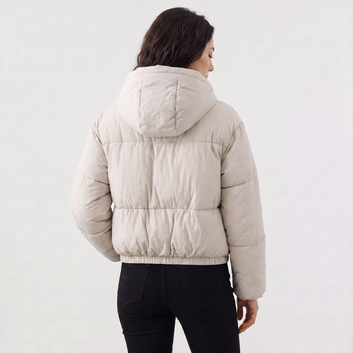 Women's Casual Cropped Hooded Puffer Jacket