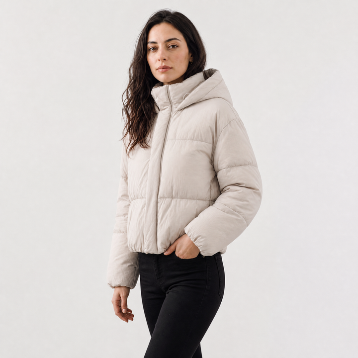 Women's Casual Cropped Hooded Puffer Jacket