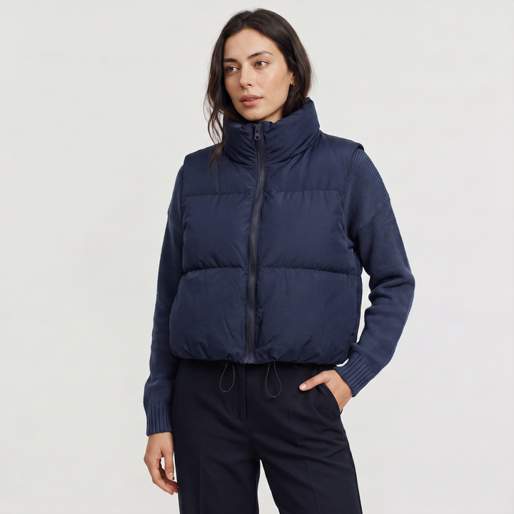 Women's Casual Quilted Cropped Puffer Gilet