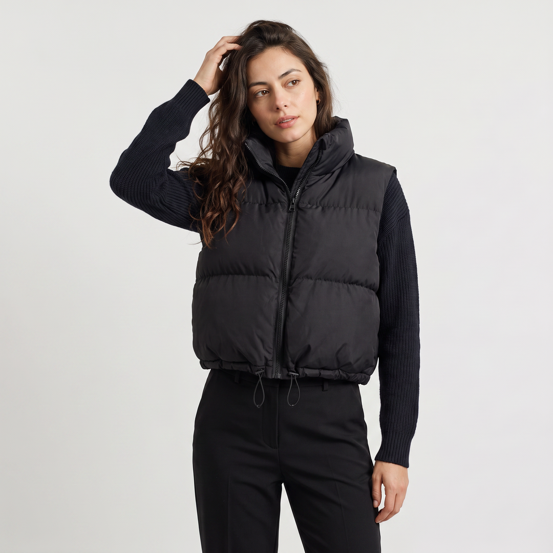 Women's Casual Quilted Cropped Puffer Gilet