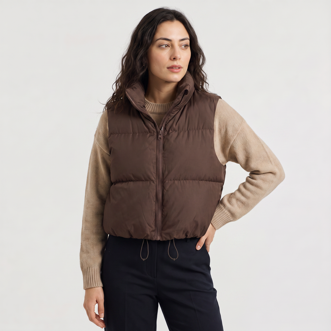 Women's Casual Quilted Cropped Puffer Gilet