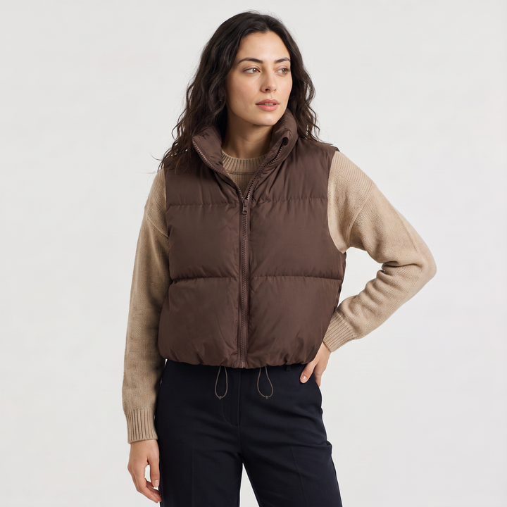 Women's Casual Quilted Cropped Puffer Gilet