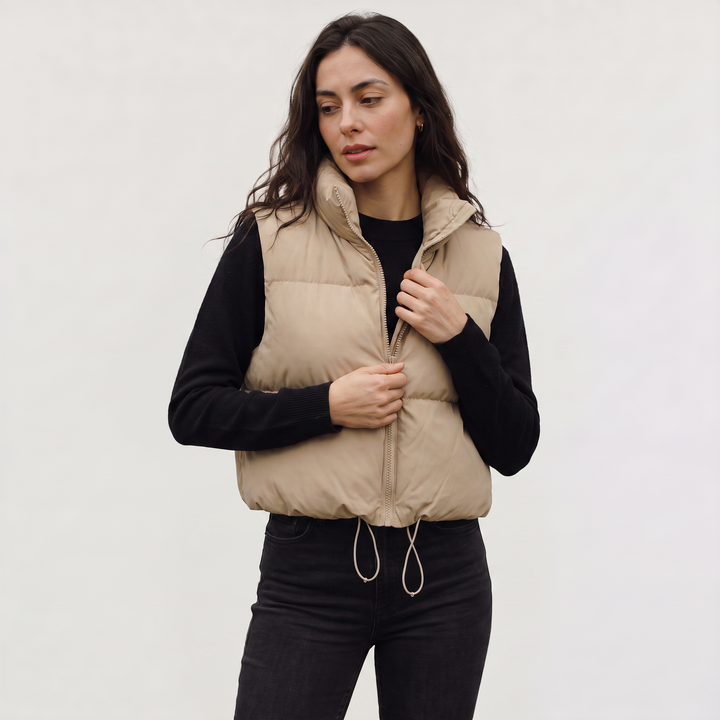 Women's Casual Quilted Cropped Puffer Gilet