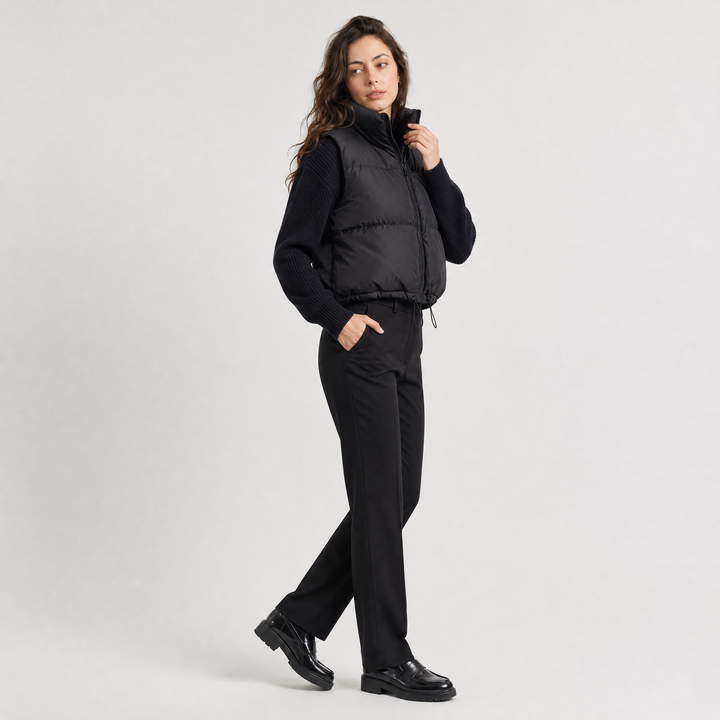 Women's Casual Quilted Cropped Puffer Gilet