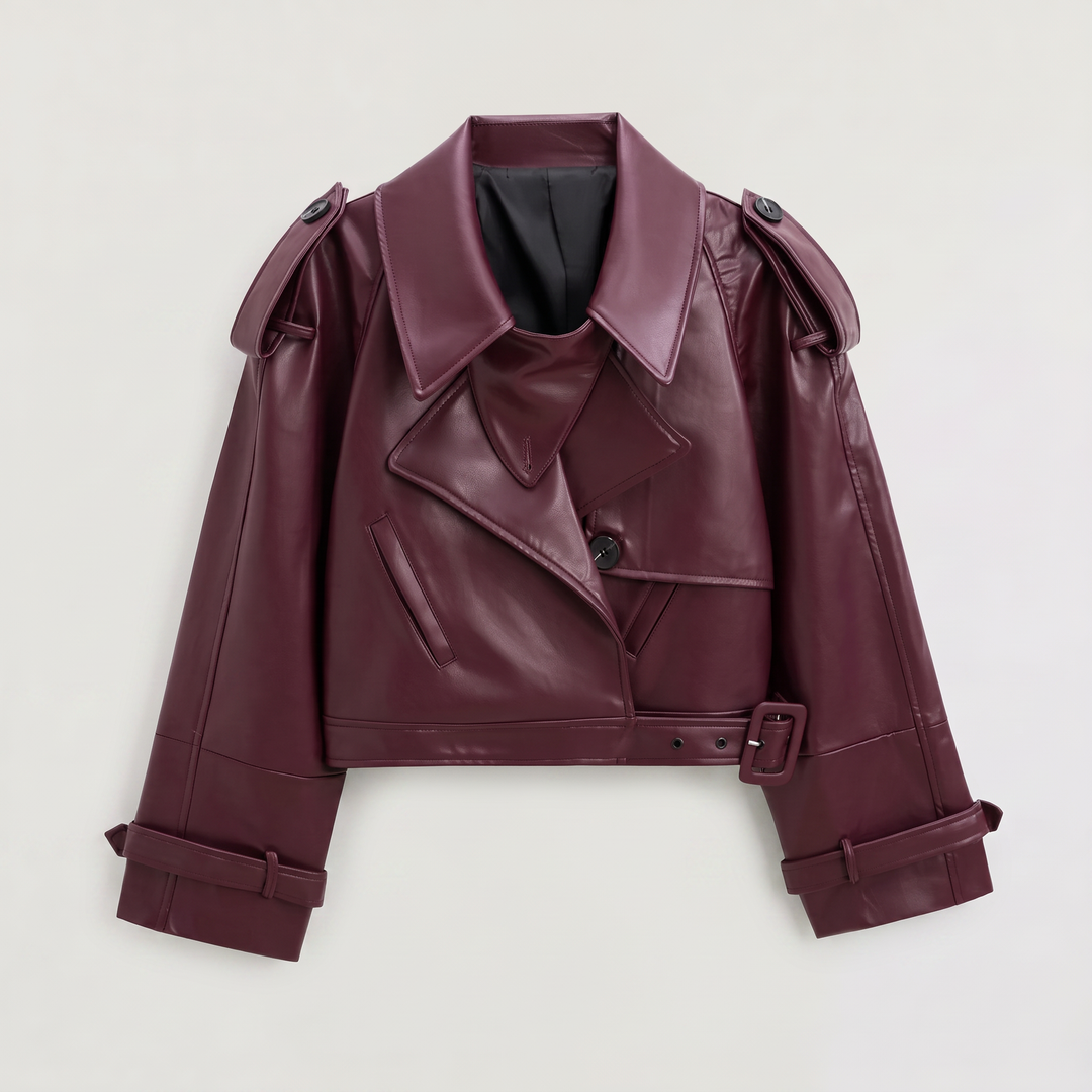 Women's Classic Belted Cropped Double-Breasted Trench Coat