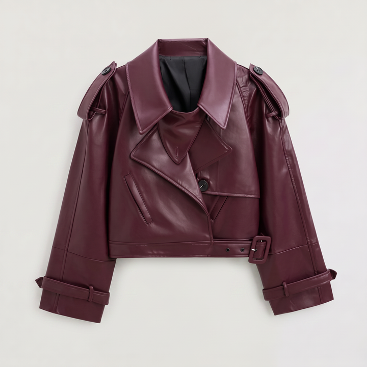 Women's Classic Belted Cropped Double-Breasted Trench Coat