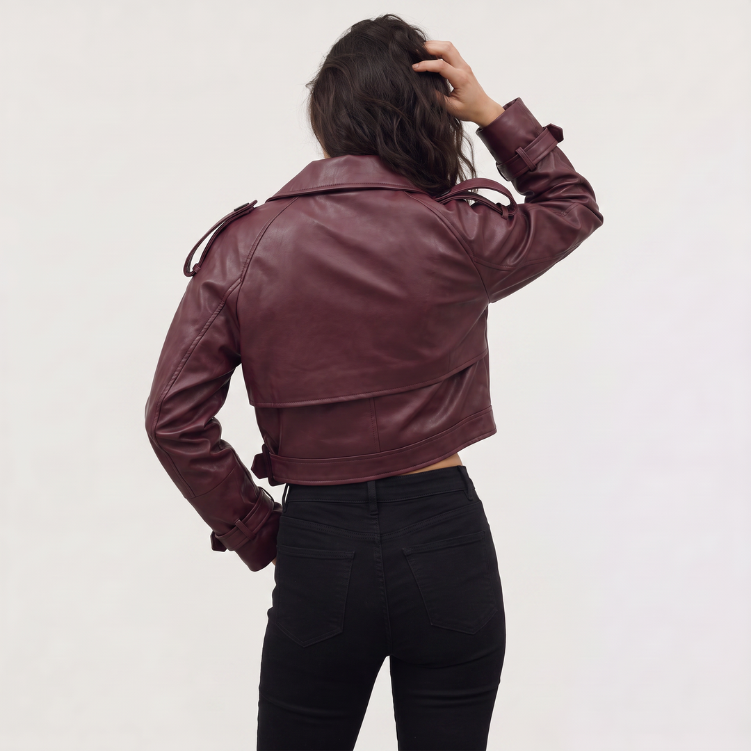Women's Classic Belted Cropped Double-Breasted Trench Coat