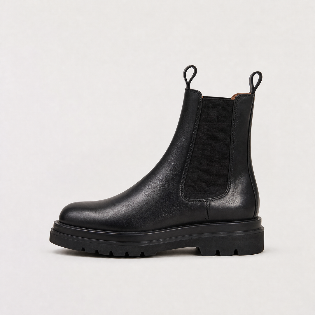 Women's Stylish Leather Chunky Platform Chelsea Boots