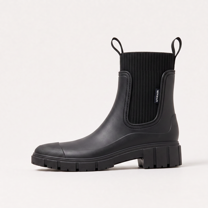 Women's Waterproof Leather Chunky Chelsea Boots