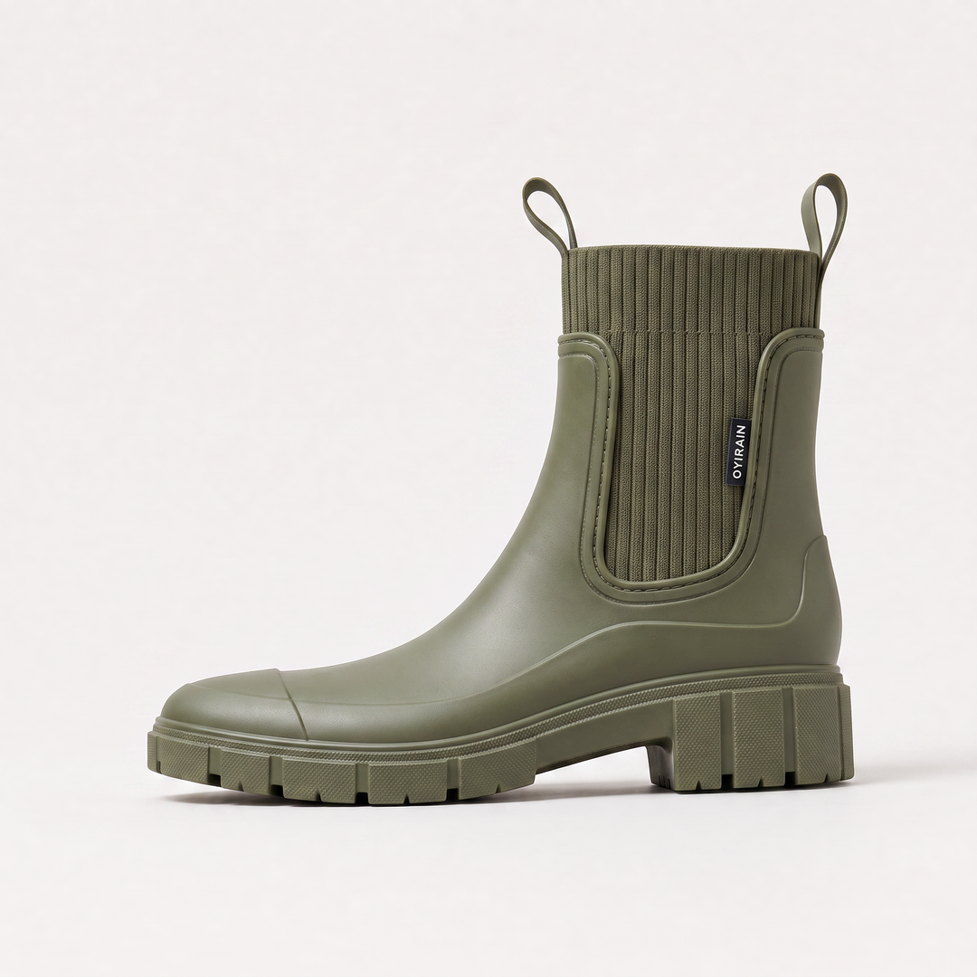 Women's Waterproof Leather Chunky Chelsea Boots