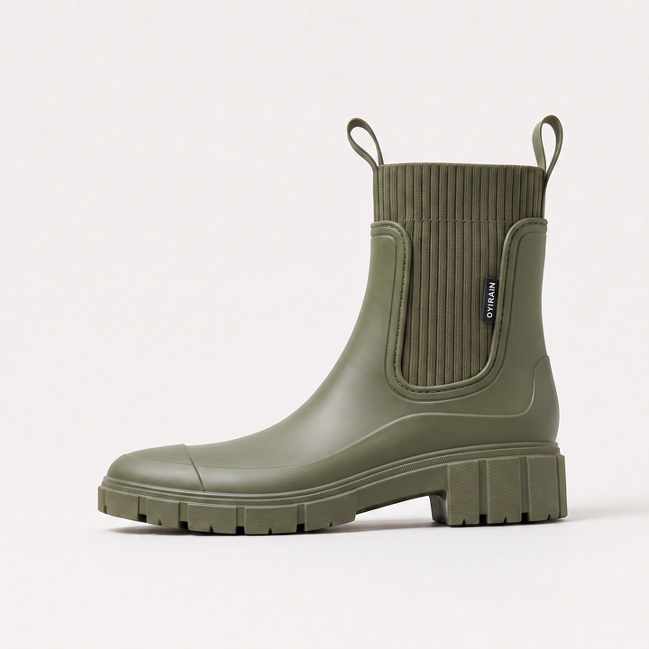 Women's Waterproof Leather Chunky Chelsea Boots