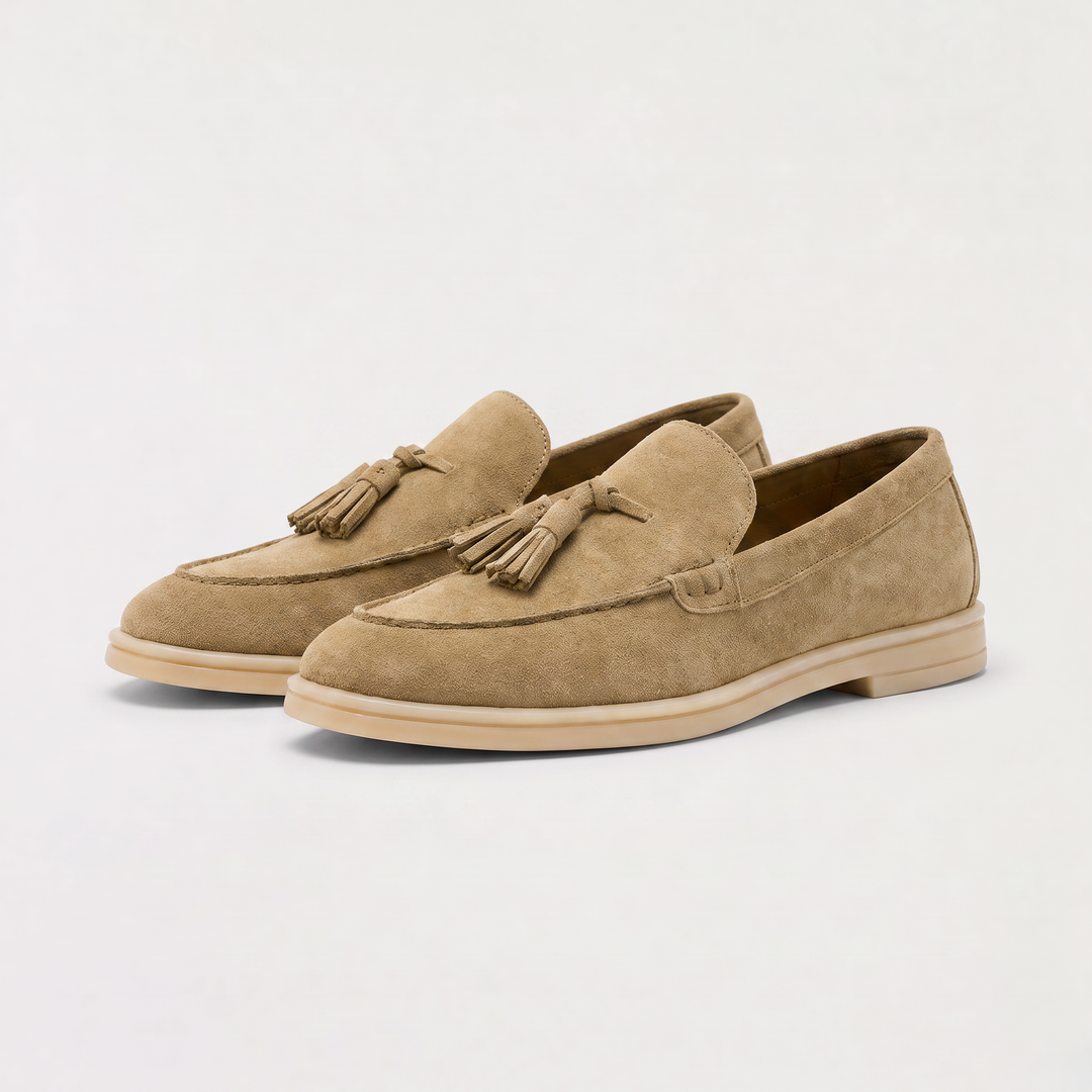 Women's Classic Suede Leather-Lined Tassel Loafers Taupe