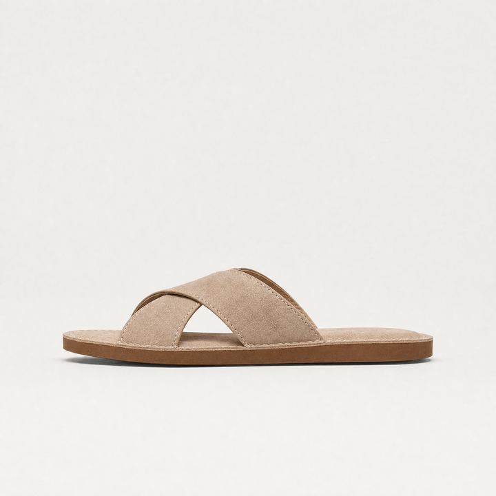 Men's Casual Suede-Look Cross Strap Sandals