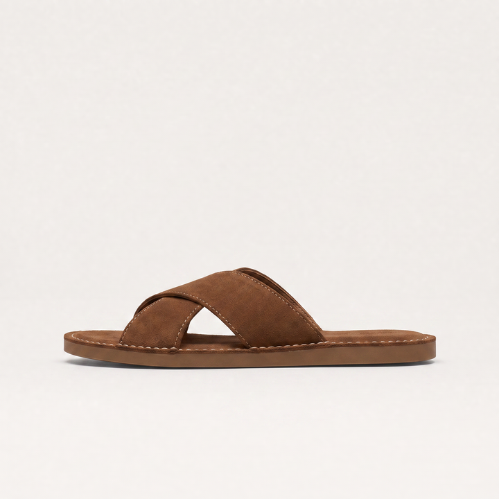 Men's Casual Suede-Look Cross Strap Sandals