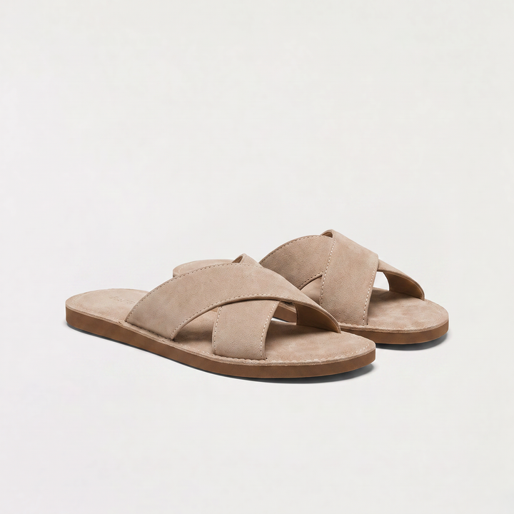 Men's Casual Suede-Look Cross Strap Sandals