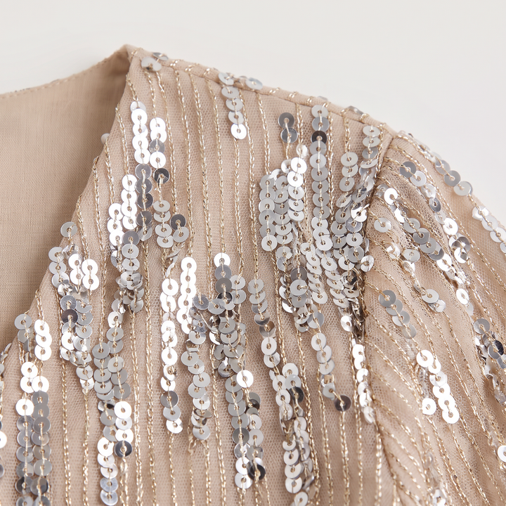 Women's Elegant Sequin V-Neck Long Sleeve Blouse