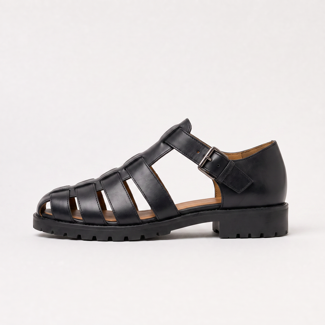 Men's Casual Leather Buckle Fisherman Sandals