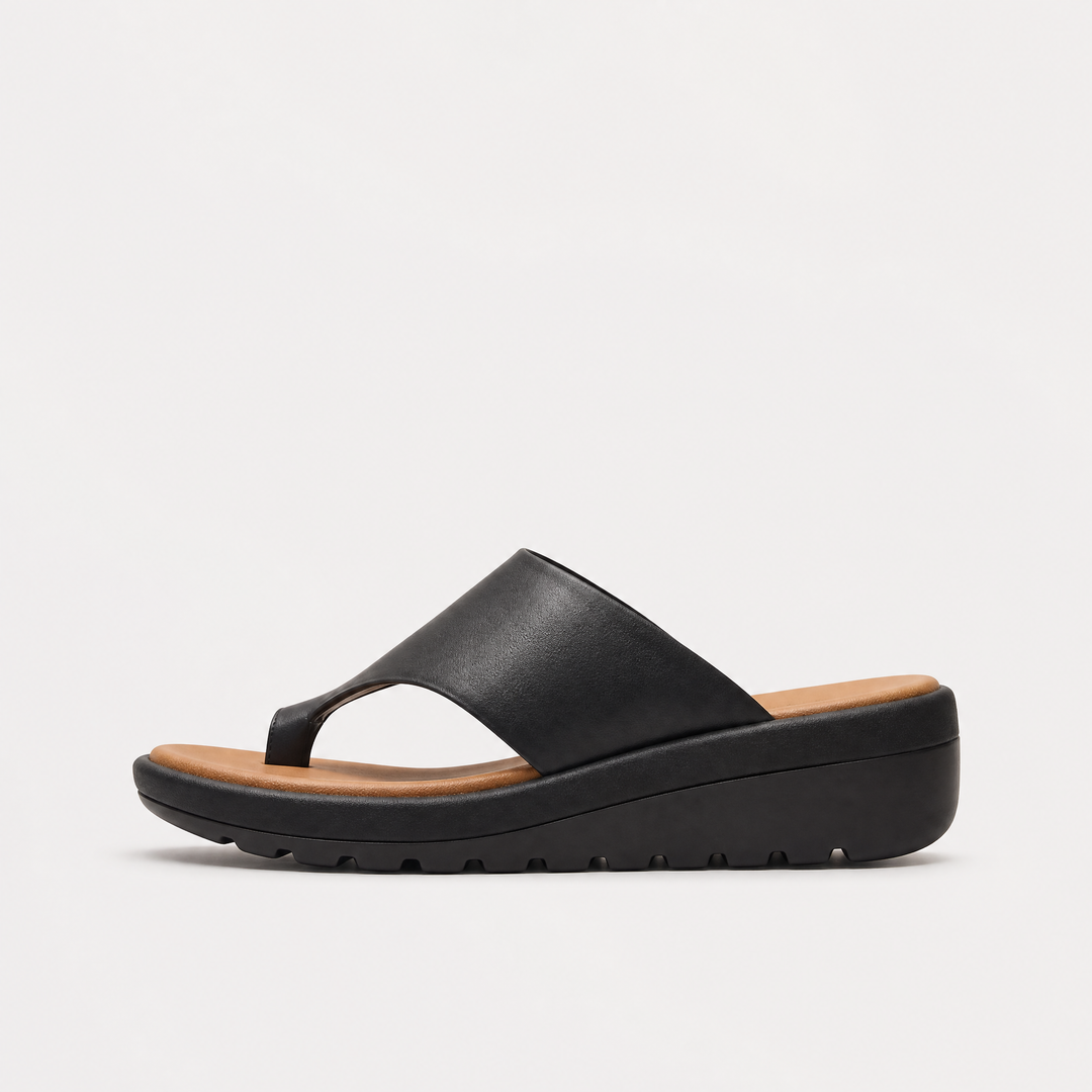Women's Stylish Leather Toe-Loop Platform Sandals