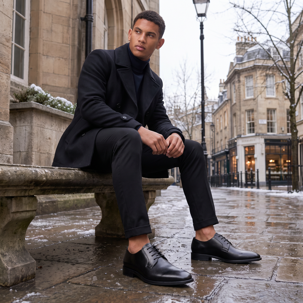 Men's Classic Leather Lace-Up Derby Shoes