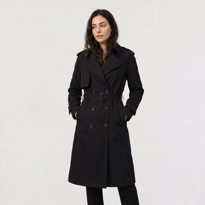 Women's Classic Cotton Blend Single-Breasted Belted Trench Coat