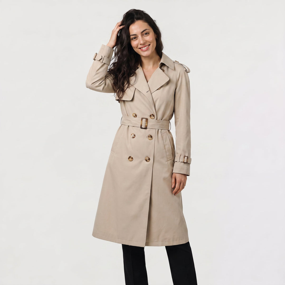 Women's Classic Cotton Blend Single-Breasted Belted Trench Coat