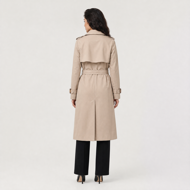Women's Classic Cotton Blend Single-Breasted Belted Trench Coat
