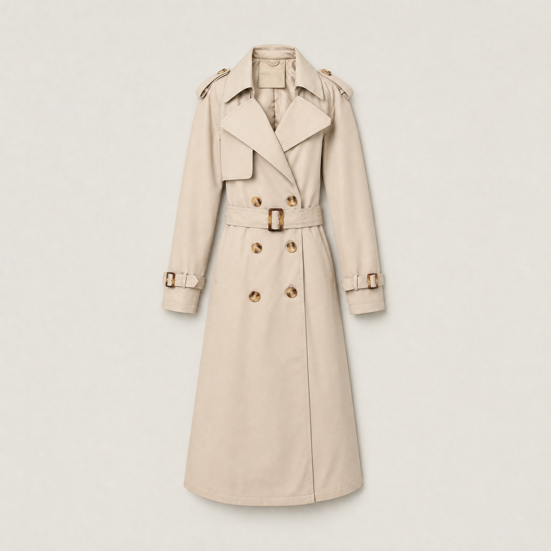 Women's Classic Cotton Blend Single-Breasted Belted Trench Coat