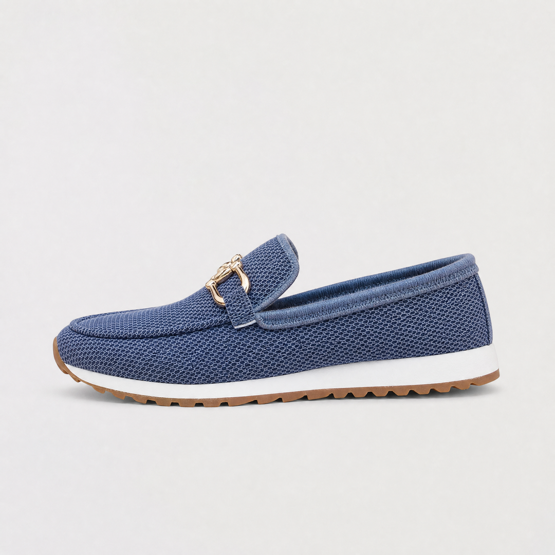 Women's Casual Leather Slip-On Trainer Loafers with Gum Sole