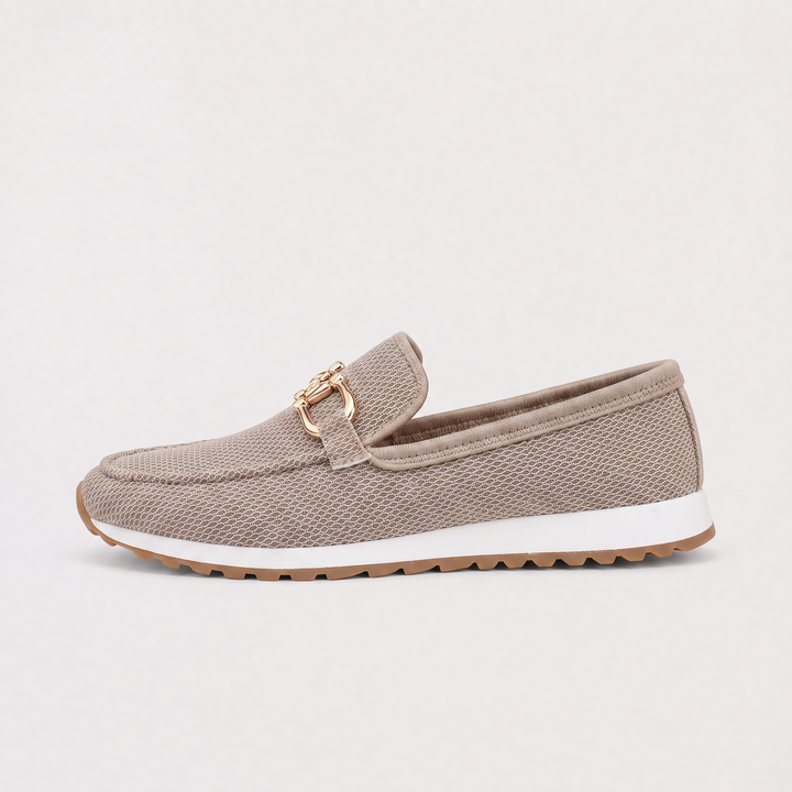 Women's Casual Leather Slip-On Trainer Loafers with Gum Sole