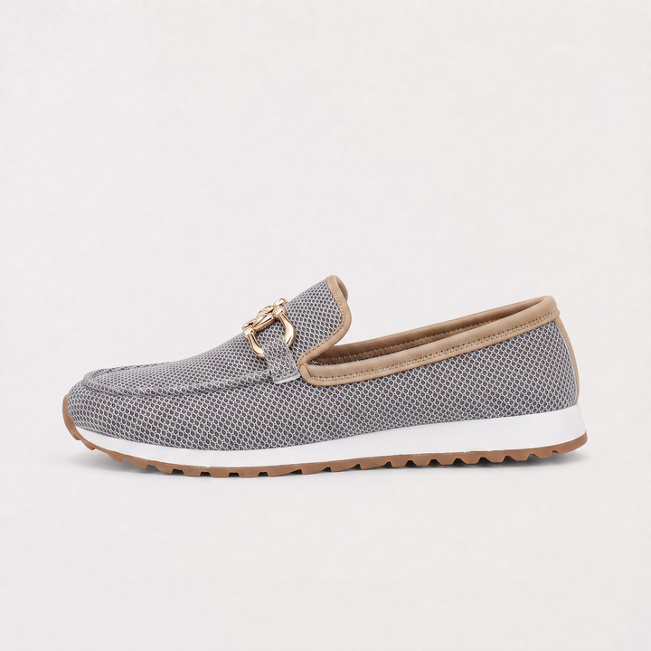 Women's Casual Leather Slip-On Trainer Loafers with Gum Sole