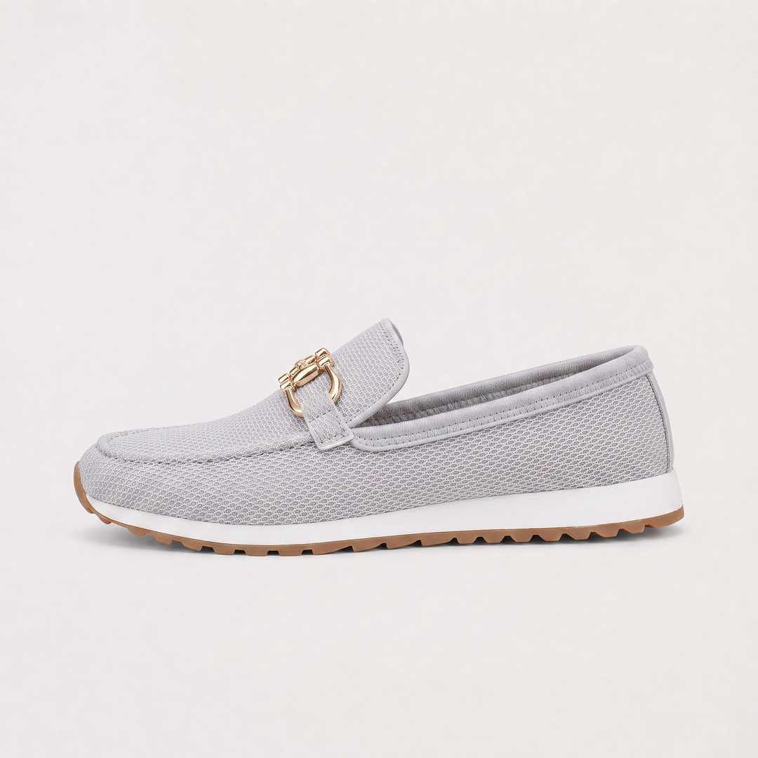 Women's Casual Leather Slip-On Trainer Loafers with Gum Sole