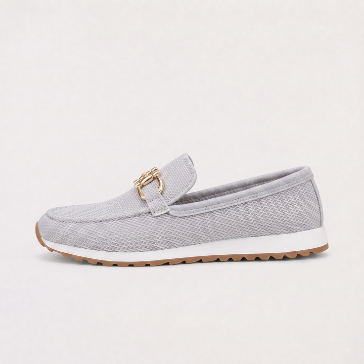 Women's Casual Leather Slip-On Trainer Loafers with Gum Sole