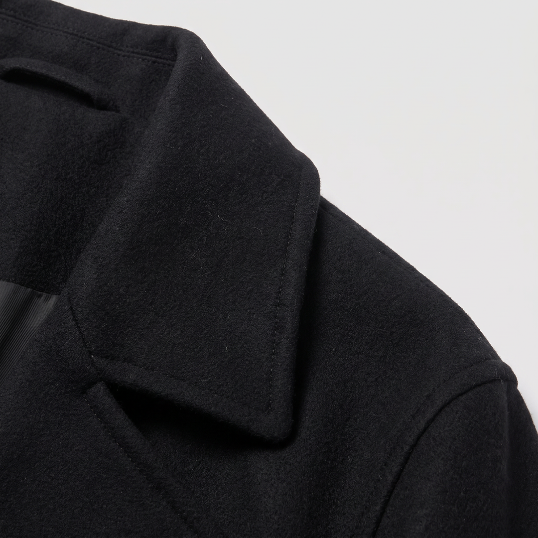 Men's Classic Wool Blend Double-Breasted Short Trench Coat