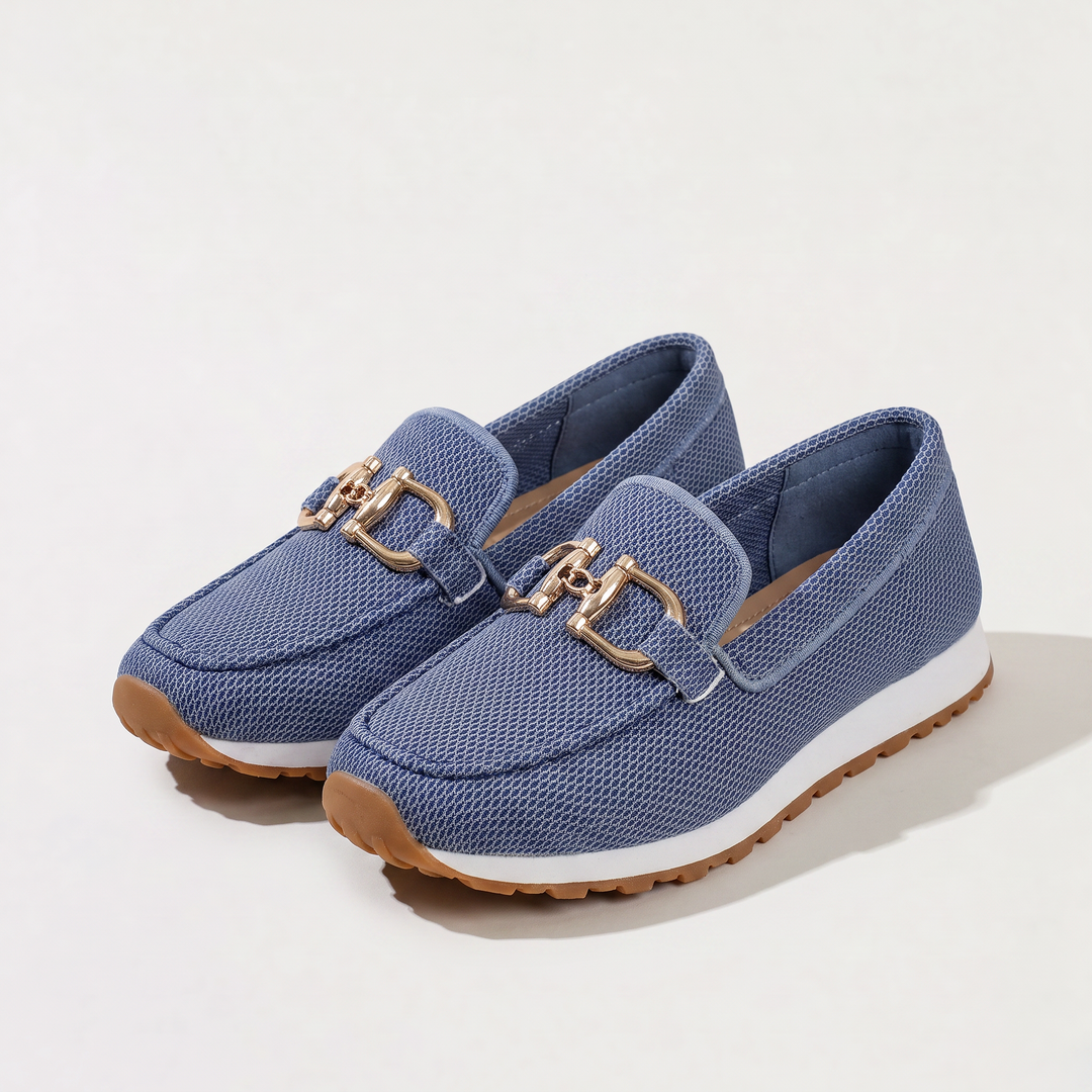 Women's Casual Leather Slip-On Trainer Loafers with Gum Sole