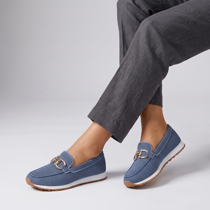 Women's Casual Leather Slip-On Trainer Loafers with Gum Sole