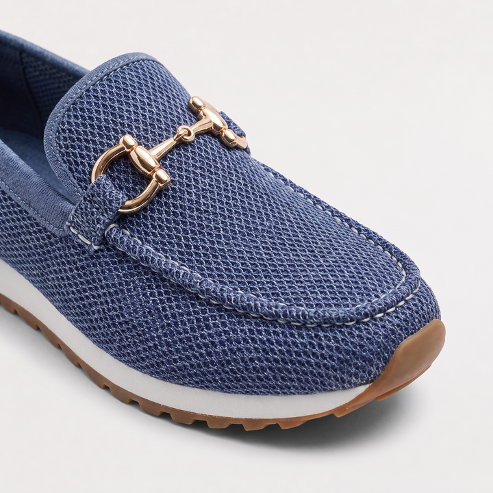 Women's Casual Leather Slip-On Trainer Loafers with Gum Sole