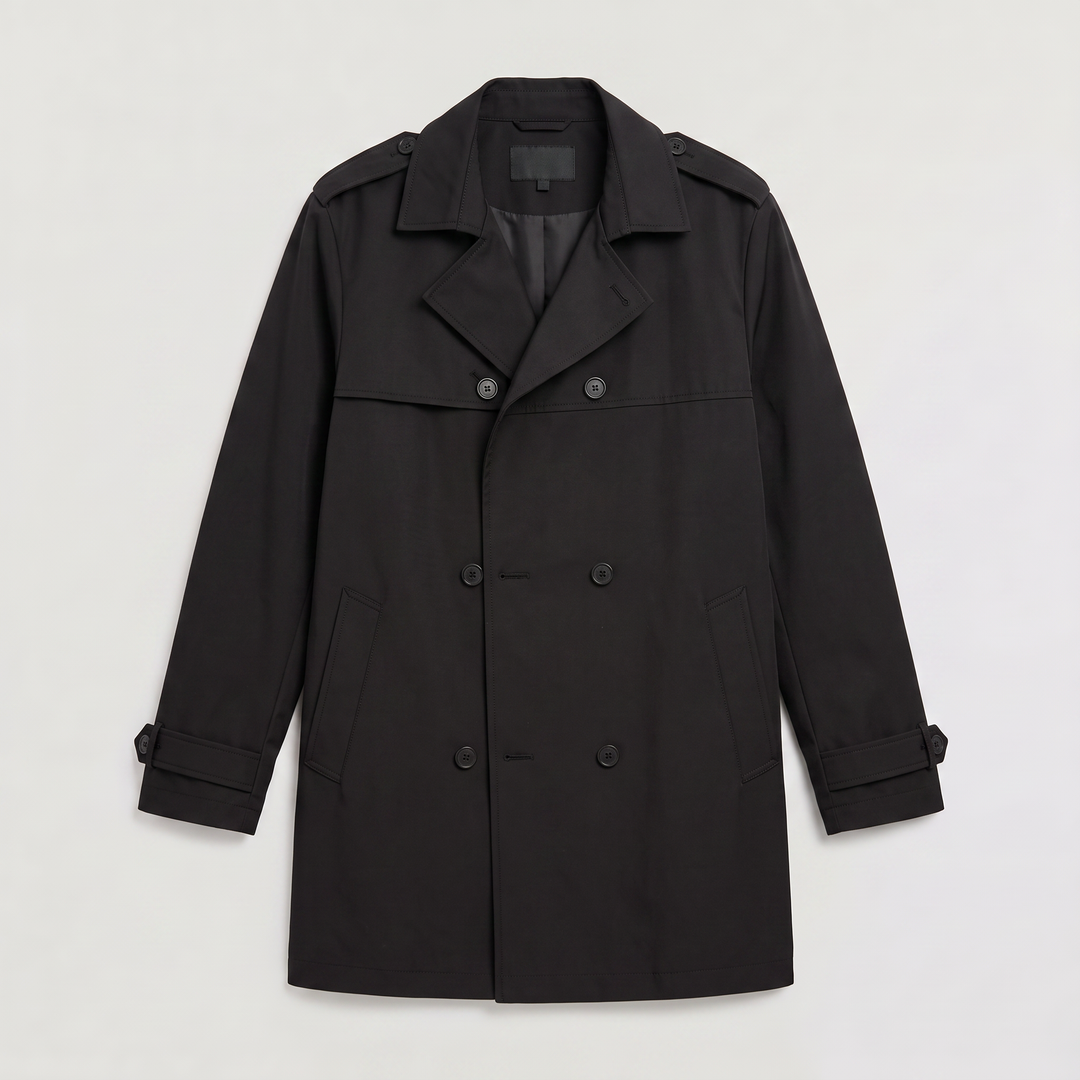 Men's Classic Wool Blend Double-Breasted Trench Coat