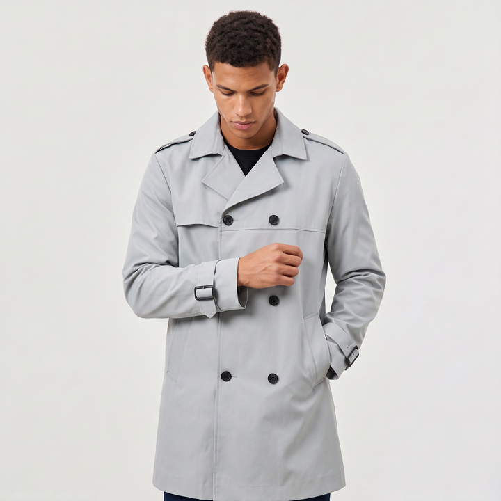 Men's Classic Wool Blend Double-Breasted Trench Coat
