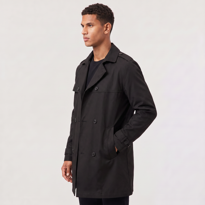 Men's Classic Wool Blend Double-Breasted Trench Coat
